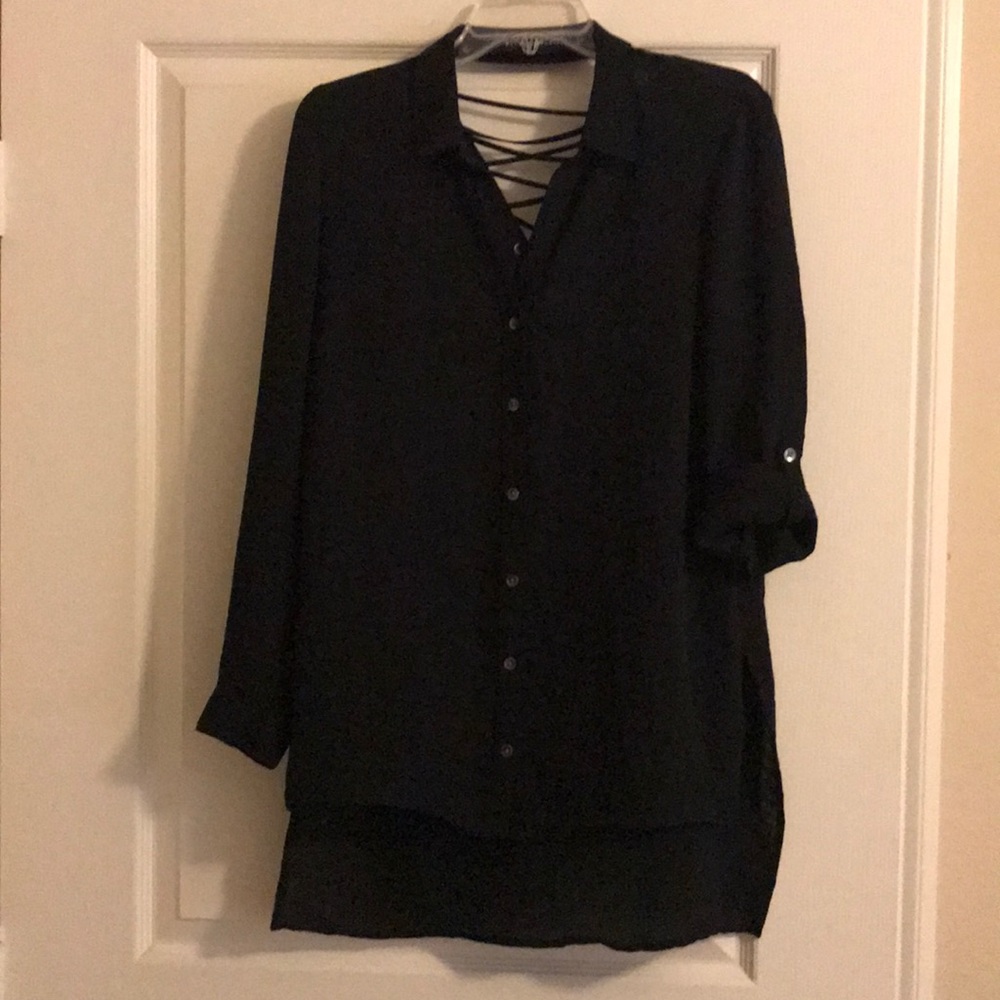 Women’s black Rock & Republic buttoned up tunic
